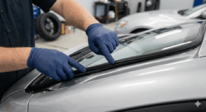 OEM windshield installation seal Toronto — technician finishing replacement