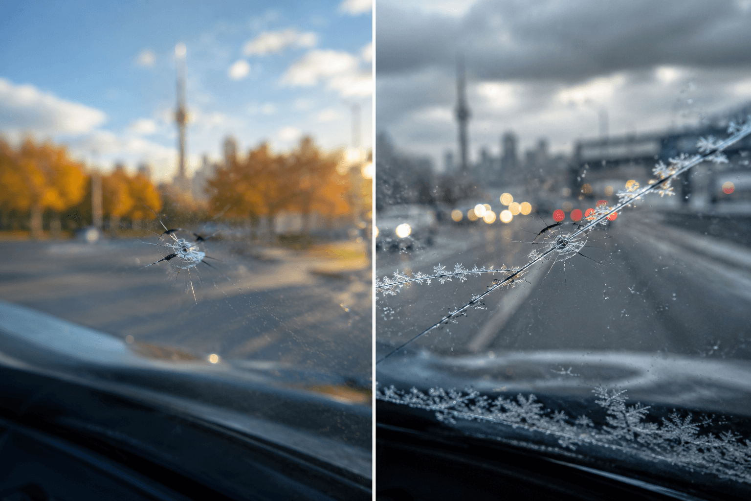 windshield chip spreading into crack Toronto winter