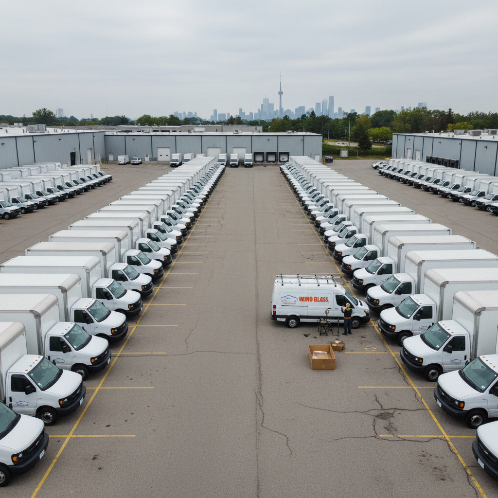 fleet auto glass repair service Toronto — mobile technician at depot